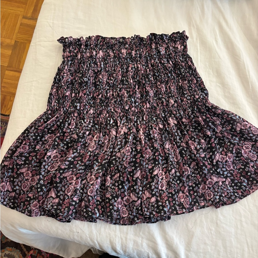 Zara Black and Pink Floral Mini Skirt